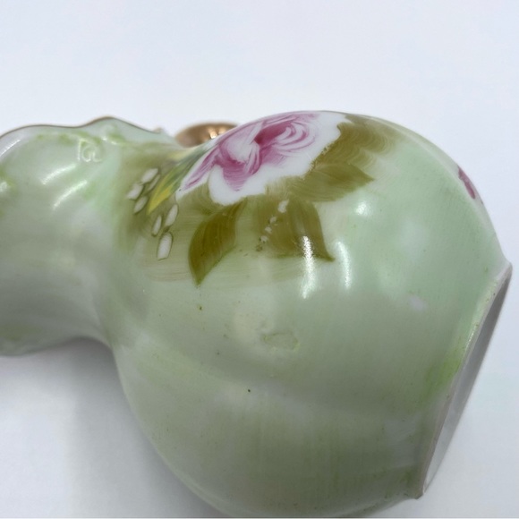 Vintage Lefton China Green Heritage Cabbage Rose 4577 Mini Pitcher And Basin - Picture 7 of 14